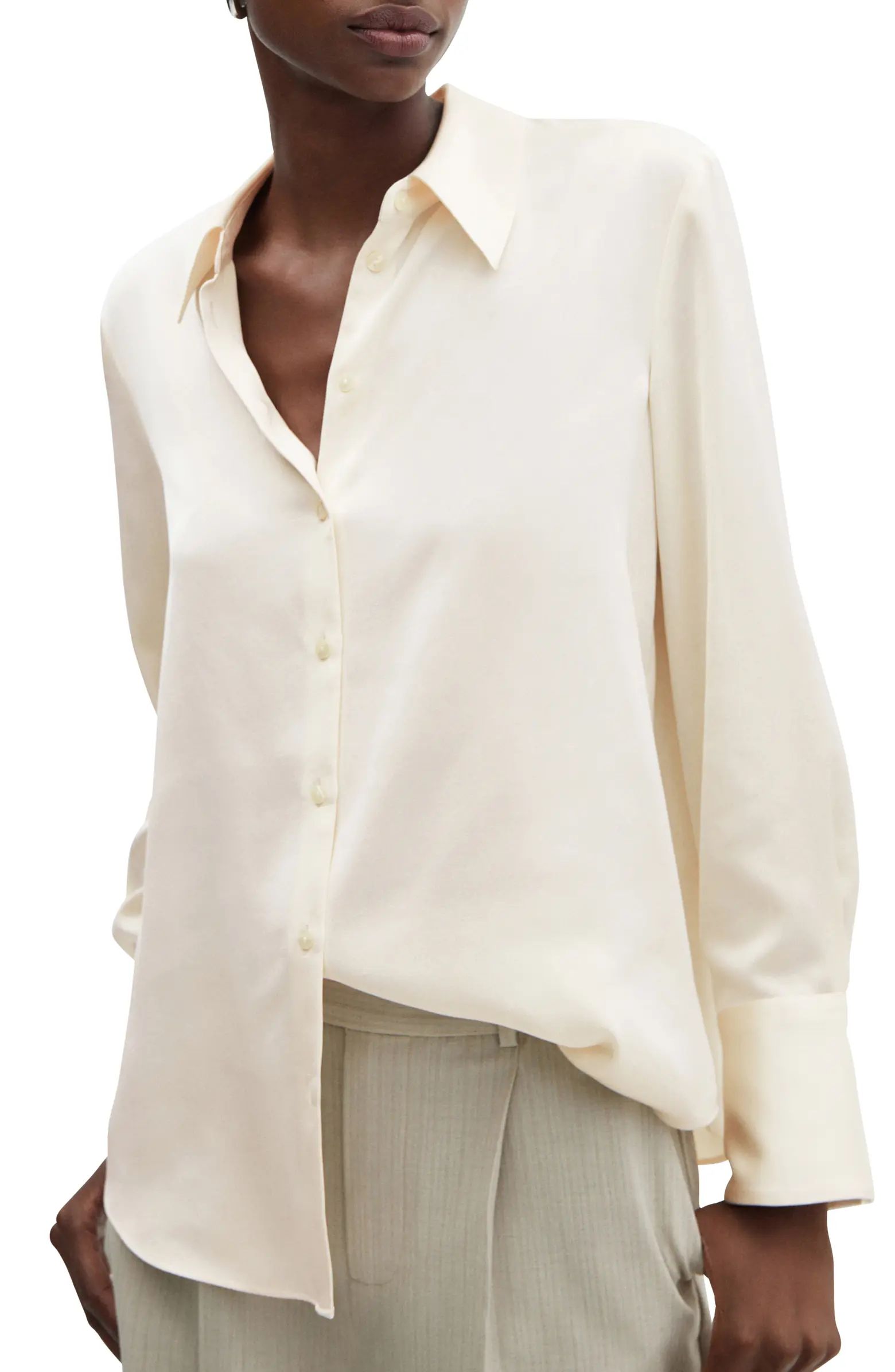 MANGO Satin Button-Up Shirt | Nordstrom | Nordstrom