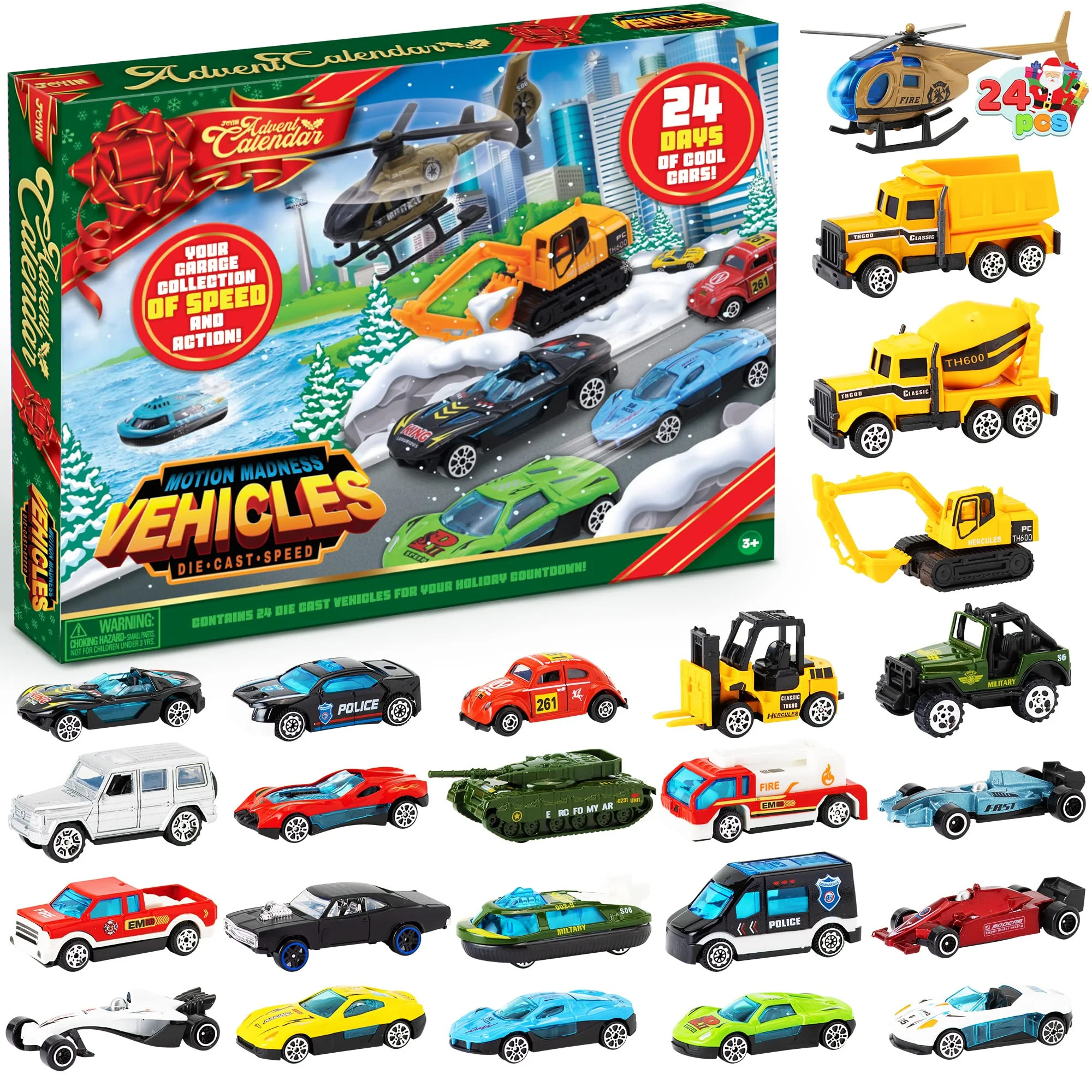 JOYIN 2023 Christmas Advent Calendar for Kids, 24 Days Countdown Calendar Toys with Diecast Cars ... | Walmart (US)
