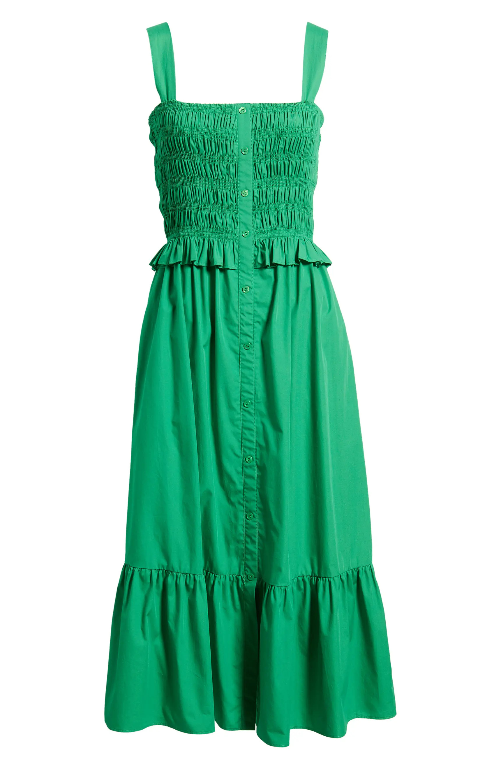 Smock Bodice Cotton Midi Sundress | Nordstrom