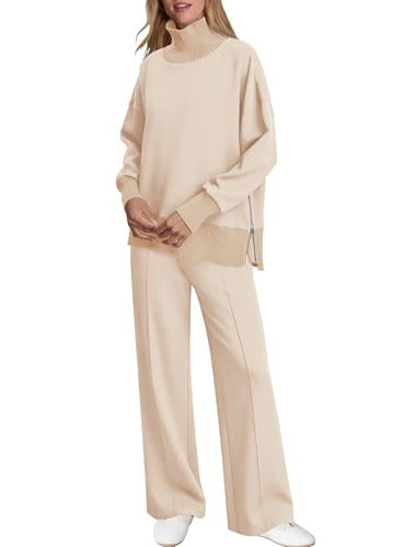 SENSERISE Womens 2 Piece Outfits Fall Matching Lounge Sets(Beige,S) | Amazon (US)