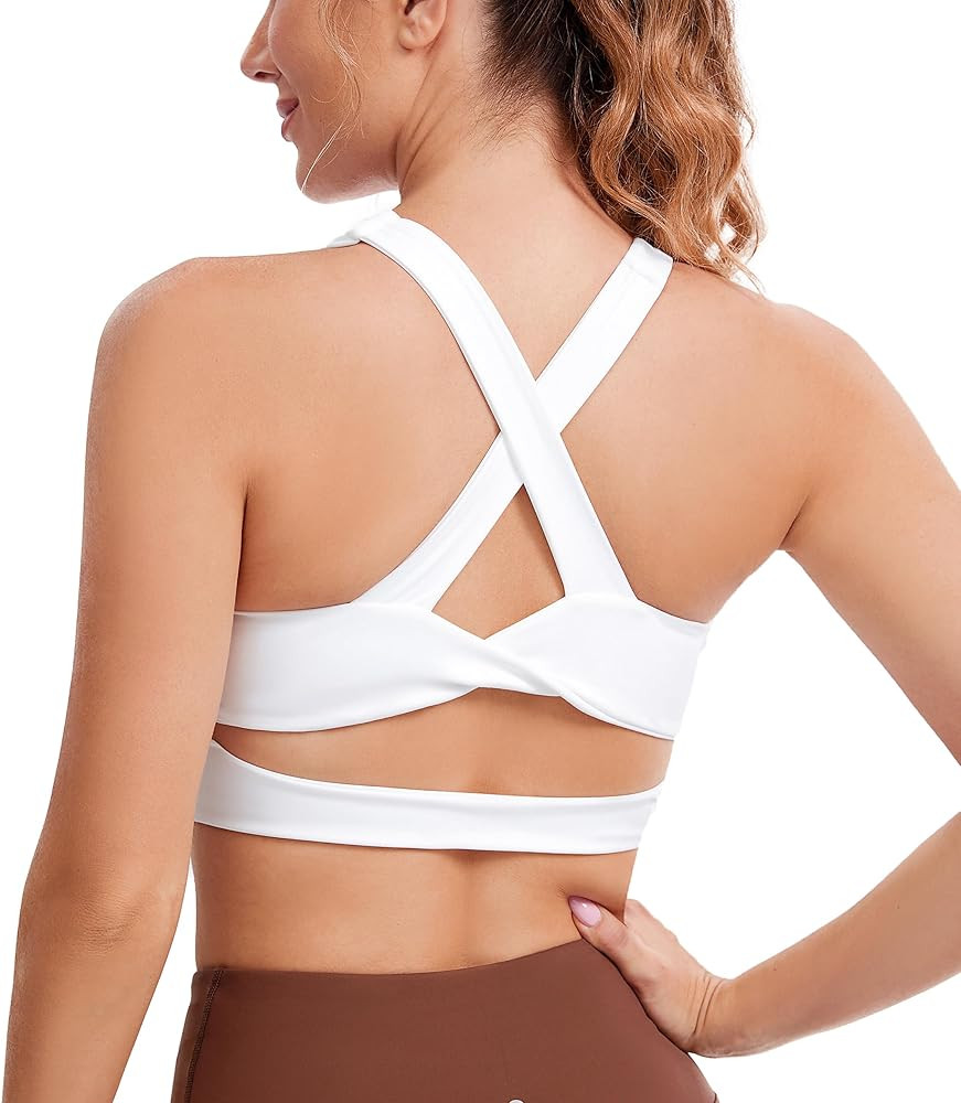 Sports Bras for Women Criss-Cross Back Padded Workout Tank Tops Medium Support Crop Tops for Wome... | Amazon (US)