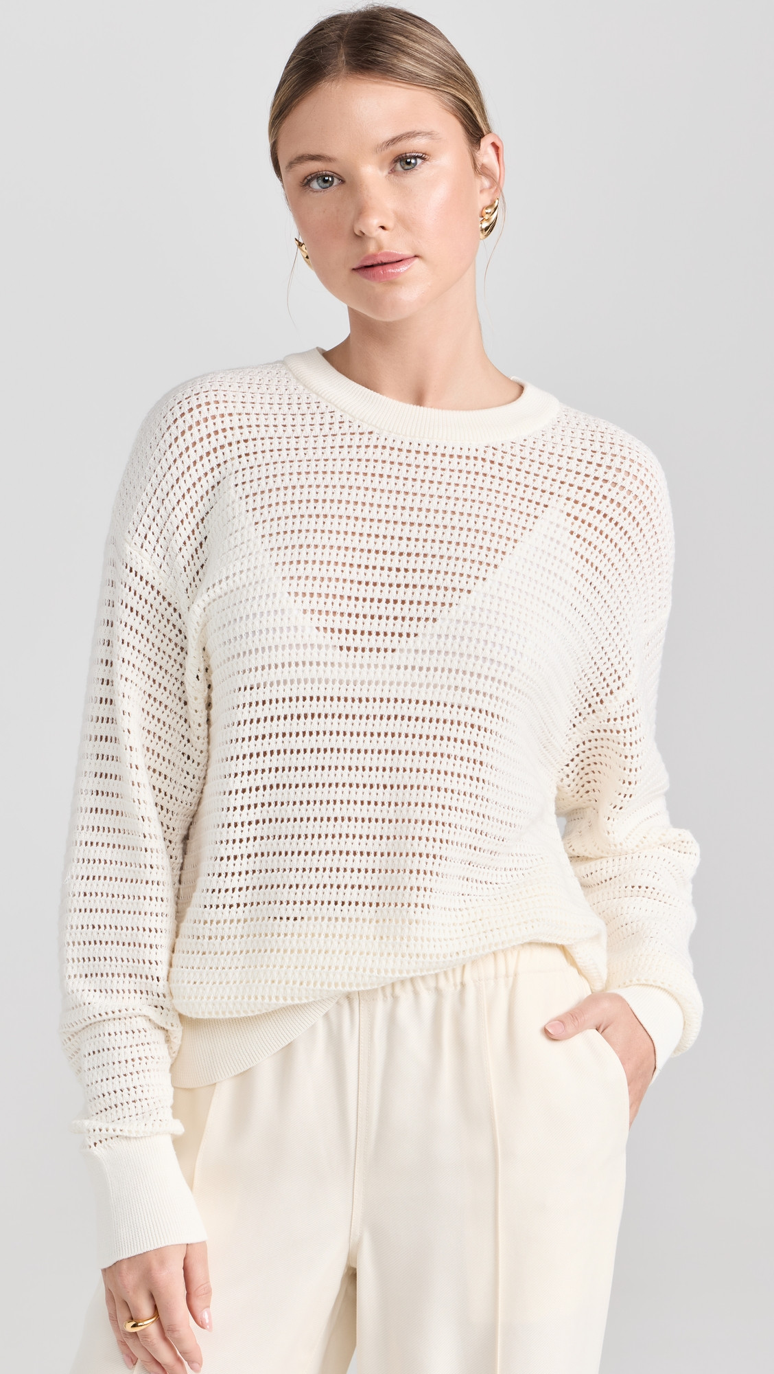 Varley Kershaw Sweatshirt Egret XL | Shopbop