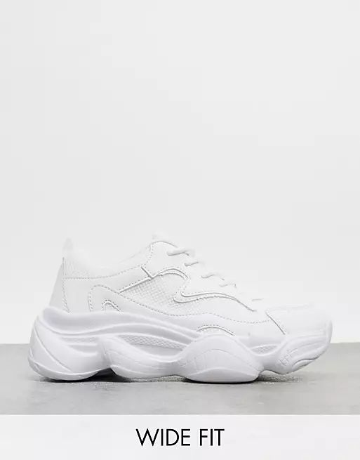 Truffle Collection wide fit chunky sneakers in white | ASOS | ASOS (Global)