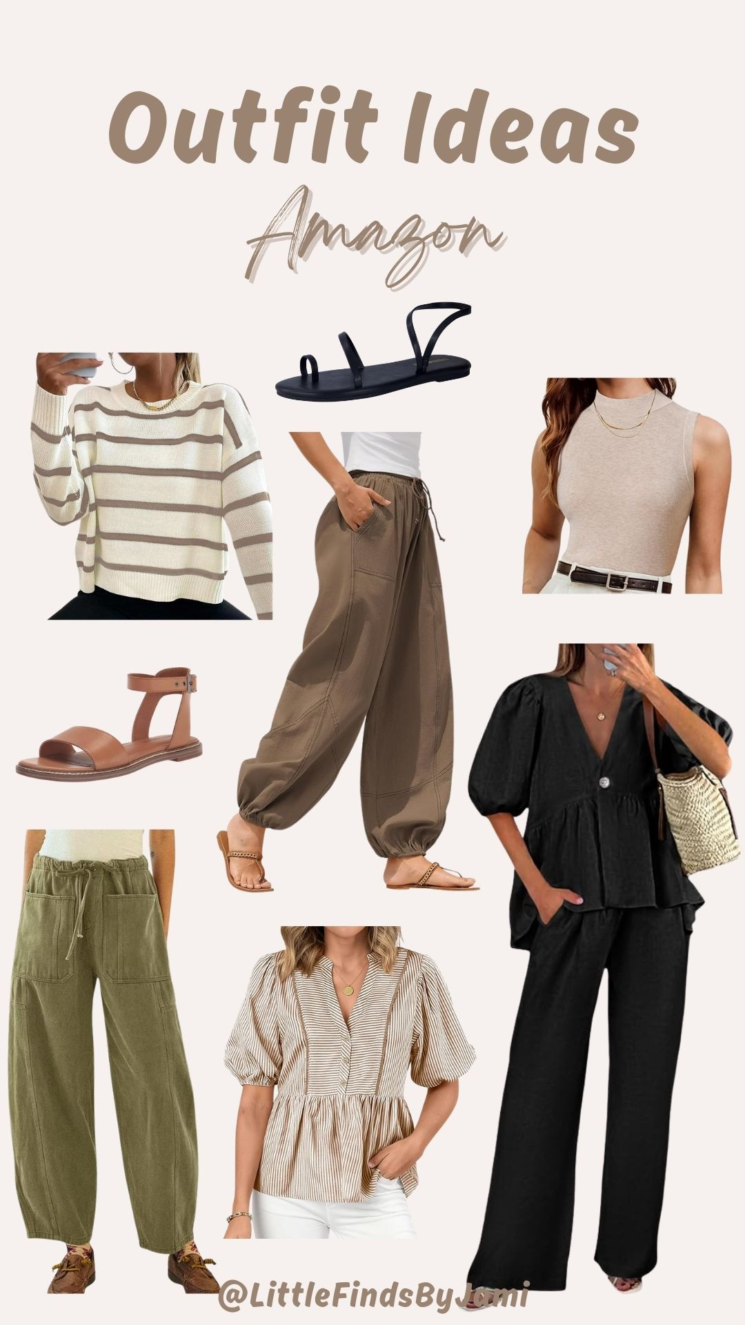 Women’s outfit ideas from Amazon. Spring summer fall. Pants. Look for less. Work outfit. Sweater. Sandals. Cute trendy. Easy

#LTKootd #LTKWorkwear #LTKTravel
