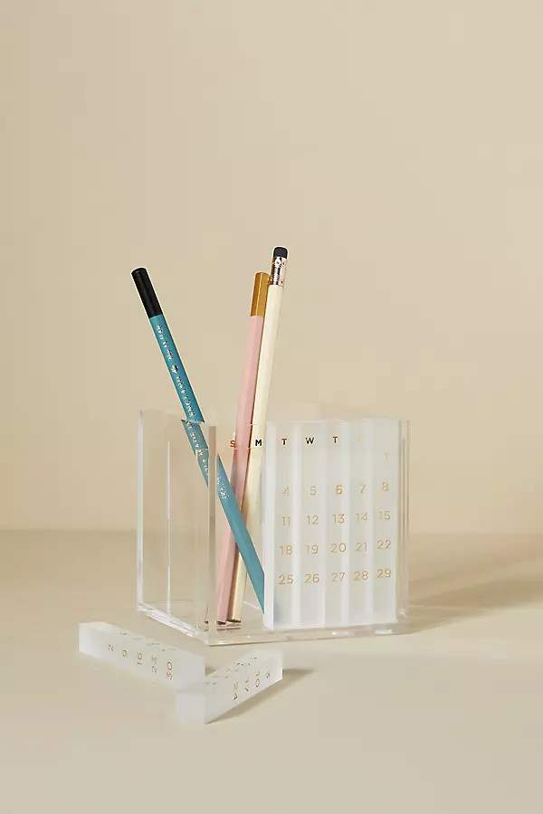 Acrylic Monthly Calendar & Pen Organizer | Anthropologie (US)
