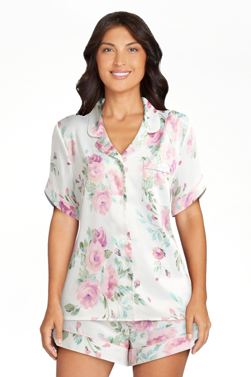 Joyspun Women’s and Women’s Plus Bridal Satin Shortie Pajama Set, Sizes XS to 3X | Walmart (US)