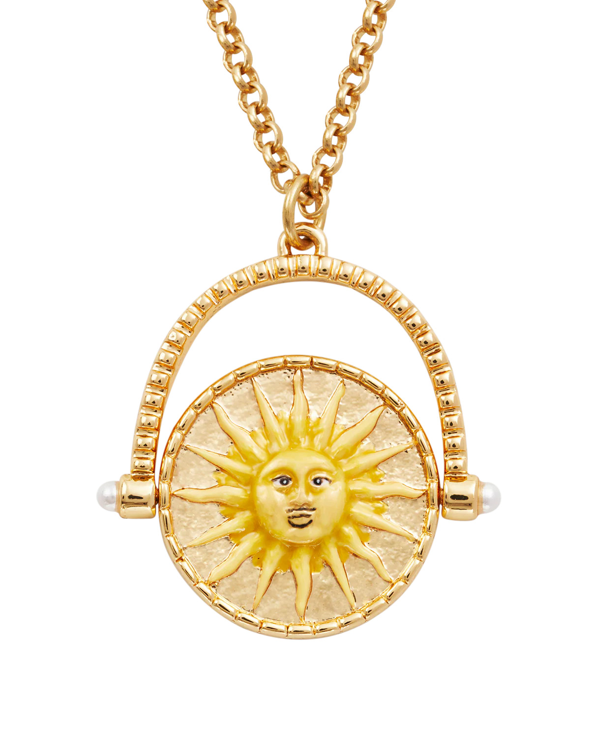 Gold Sun & Moon Spinner Necklace | Fable England