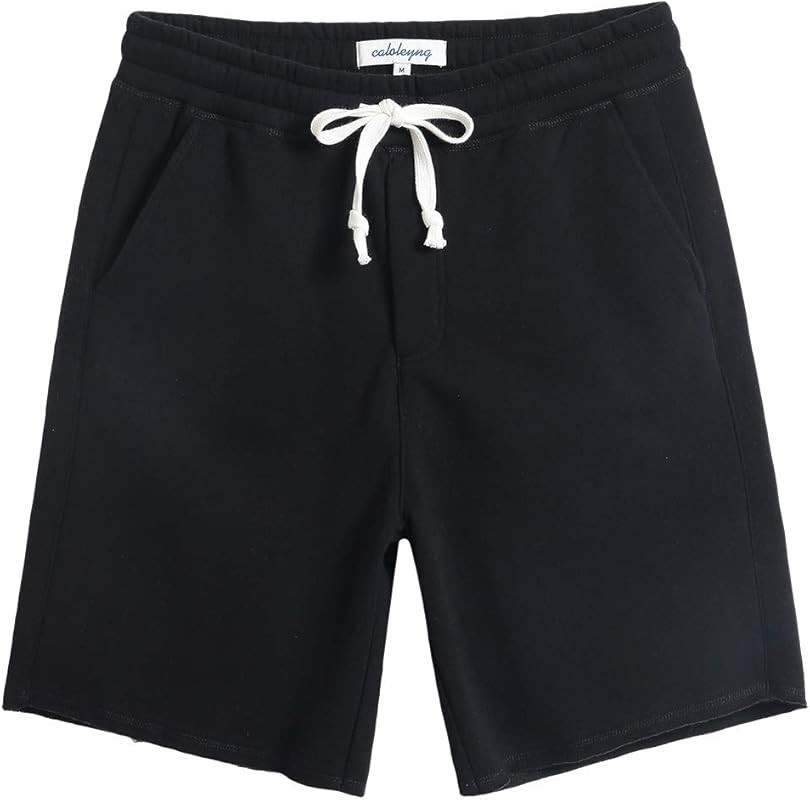 caloleyng Mens Cotton 8" Long Casual Lounge Fleece Shorts Pockets Jogger Athletic Workout Gym Swe... | Amazon (US)