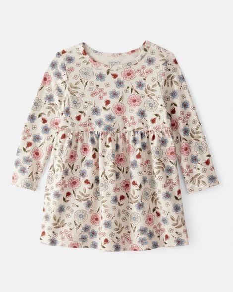 Carter's Baby Girls Girl Floral Long-Sleeve Knit Dress - Cream 24M Cream | Carter's Inc
