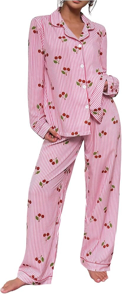 SOLY HUX Women's Long Sleeve Fall Pajamas Cute Print 2 Piece Sleepwear Matching Shirts and Pants ... | Amazon (US)