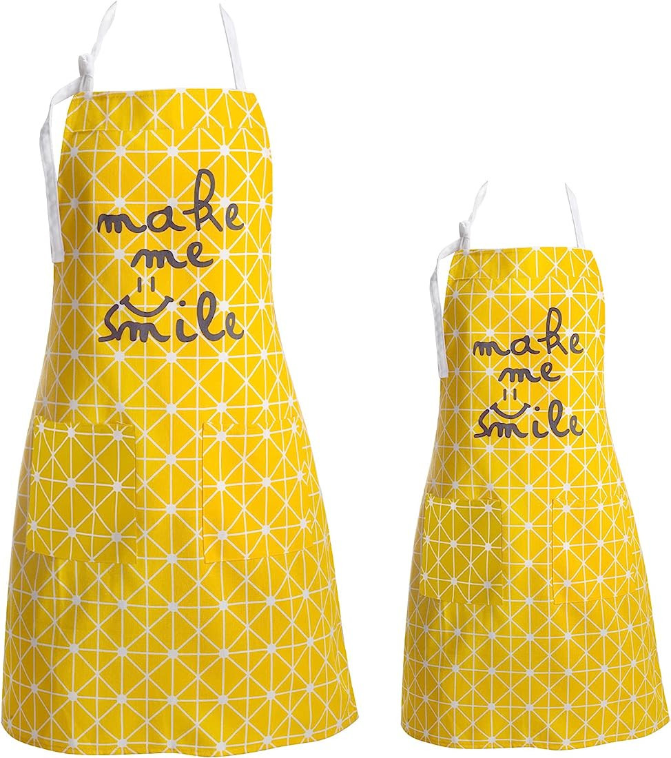 2 Pack Matching Aprons with Pockets for Kids and Adults,Perfect for Mommy and Me Cooking,Baking,P... | Amazon (US)