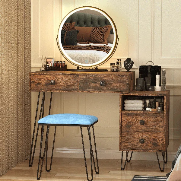 Cheneyville Vanity Set with Stool and Mirror | Wayfair North America