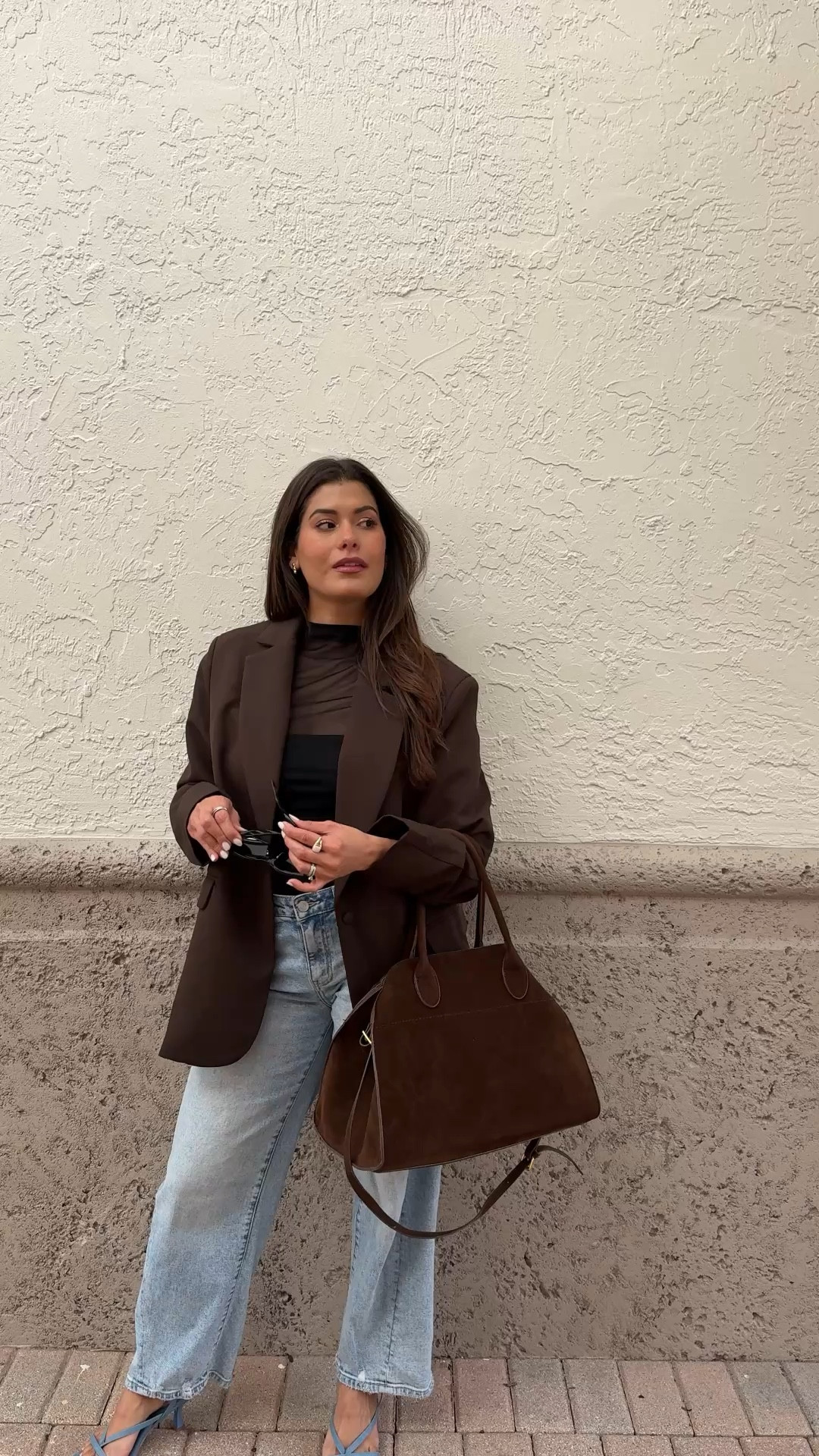 Effortless chic with a little girl boss energy ✨
This look is the perfect mix of workwear casual and everyday cool — Abercrombie jeans, a tailored blazer, a sheer top for texture, and oversized sunglasses to pull it all together.

Finished with a suede bag that adds warmth and polish, this outfit works for a girls’ date, coffee meetings, errands, or those days when you want to look put together without trying too hard.

Confident. Timeless. Chic. 🤍
Would you wear this for work or a casual date?

⸻
Abercrombie jeans outfit, blazer outfit women, workwear casual outfit, chic casual style, girl boss outfit, girls date outfit, casual workwear women, oversized sunglasses outfit
sheer top outfit, suede bag outfit, everyday chic look, modern workwear style, women casual blazer outfit, neutral fashion women, effortless chic outfit, coffee date outfit women, Pinterest outfit inspo, TikTok fashion trends, elevated casual wear

#LTKOver40 #LTKSaleAlert #LTKWorkwear

#LTKSaleAlert #LTKootd #LTKdayinmylife

#LTKWorkwear #LTKSpringSale #LTKSaleAlert