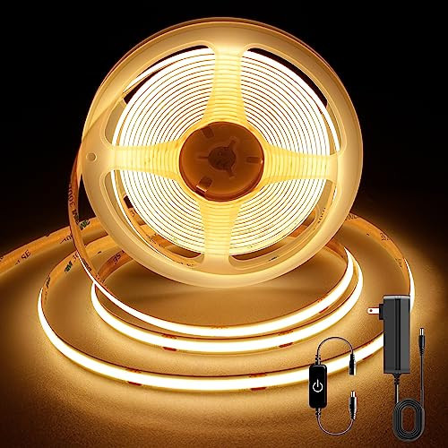 Pandery COB LED Strip,LED Strip Lights 5M/16.4ft,Touch Dimmable LED Strips,CRI90+,2700K Warm White cob led,1600LEDs,24V LED Tape Lights,Indoor for Bedroom, Kitchen, TV, Mirror,Cabinet | Amazon (US)