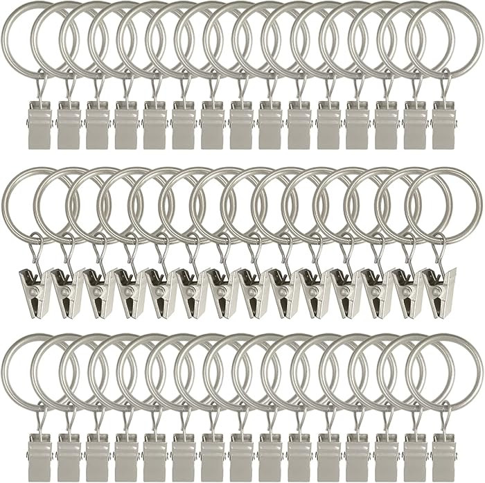 44 Pack Metal Curtain Rings with Clips, Drapery Clips with Rings, Drapes Rings 1 inch Inner Diame... | Amazon (US)