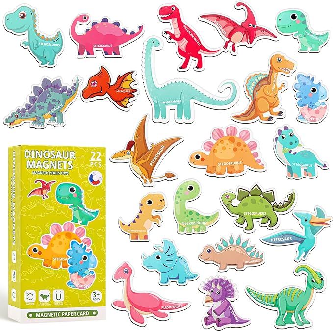 Fridge Magnetic Dinosaurs for Toddlers, 22PCS Magnets Dinosaur Toys for Kids 3-5, Cute Dinosaurs ... | Amazon (US)