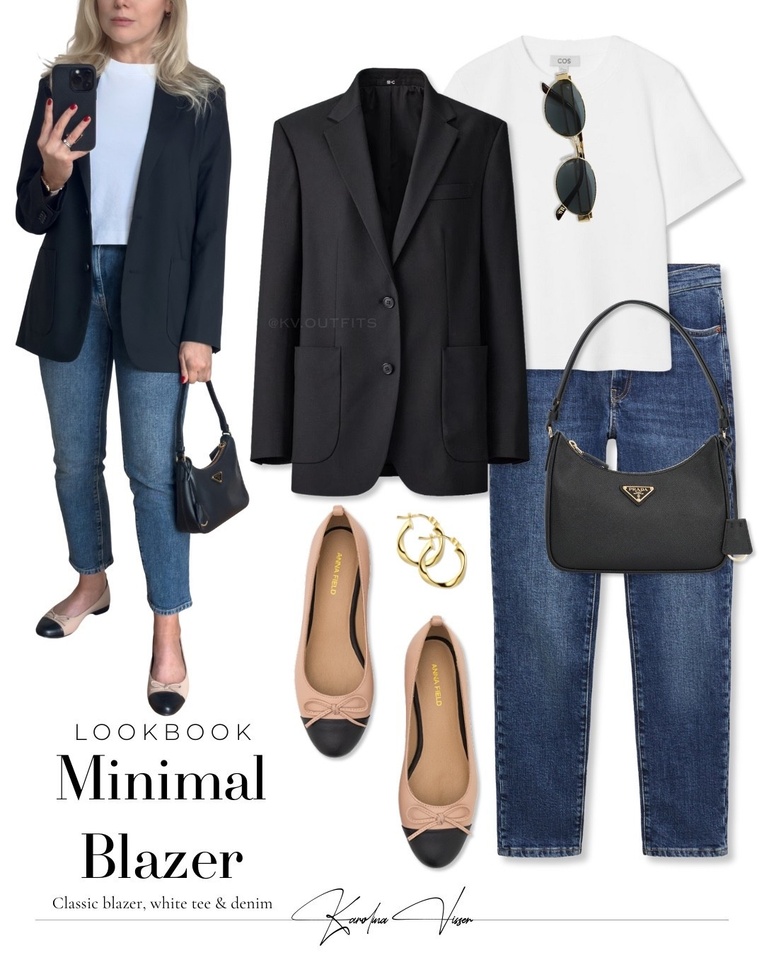 Minimal Blazer Look 🖤

Tags: black blazer uniqlo white t-shirt clean cut cos blue slim fit claudia jeans mango black mini prada bag two tone leather ballet pumps anna field gold frame sunglasses gold hoop earrings summer outfit classic style timeless fashion workwear work outfit office outfit 

#LTKsummer #LTKstyletip #LTKworkwear