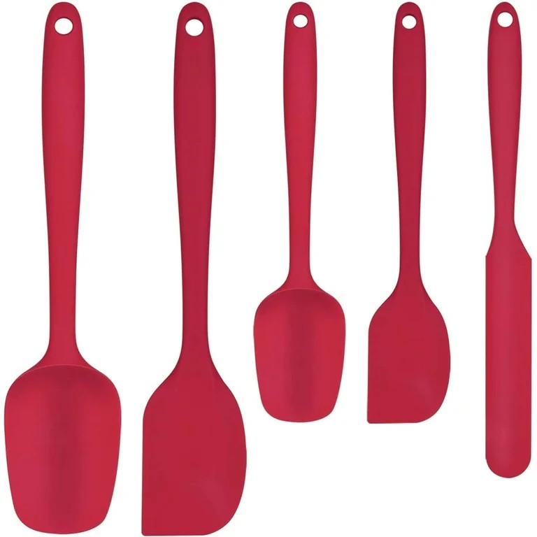 Food Grade Silicone Rubber Spatula Set, 5 Pcs BPA-Free Kitchen Cooking Baking Mixing Utensil Sets... | Walmart (US)