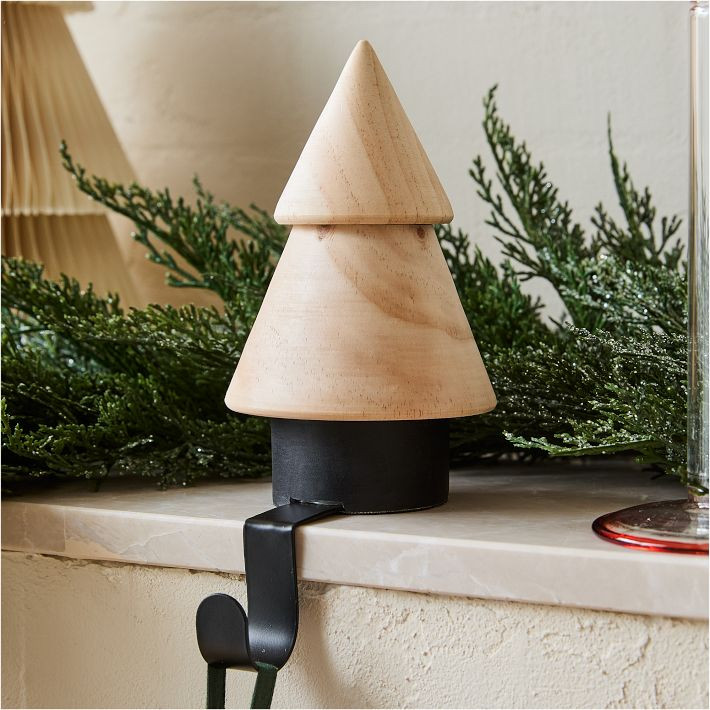 Stacked Wood Tree Stocking Holder | West Elm (US)