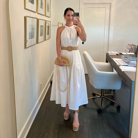 This crisp white dress from Walmart fashion is a must for summer!! I added a belt, wedges, Oliver Thomas bag, and my fave Julie Vos jewelry

#LTKfindsunder50 #LTKover40 #LTKfindsunder100