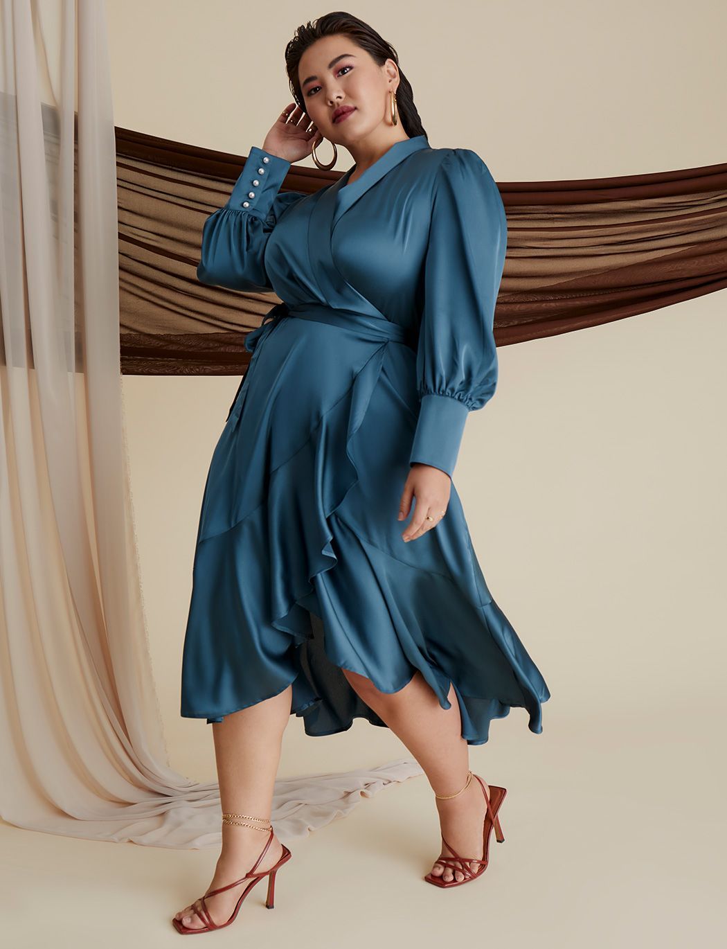 Bishop Sleeve Wrap Dress | Eloquii