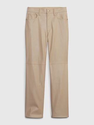 High Rise Faux-Leather Cheeky Straight Pants | Gap (US)