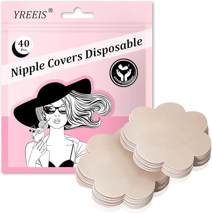 40 Pcs Nipple Covers For Women Hypoallergenic Disposable Adhesive Nipple Pasties No-Show Satin Br... | Amazon (US)