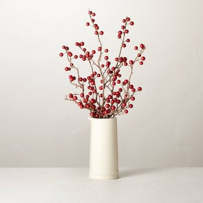 18&#34; Faux Red Berry Ceramic Arrangement - Hearth &#38; Hand&#8482; with Magnolia | Target