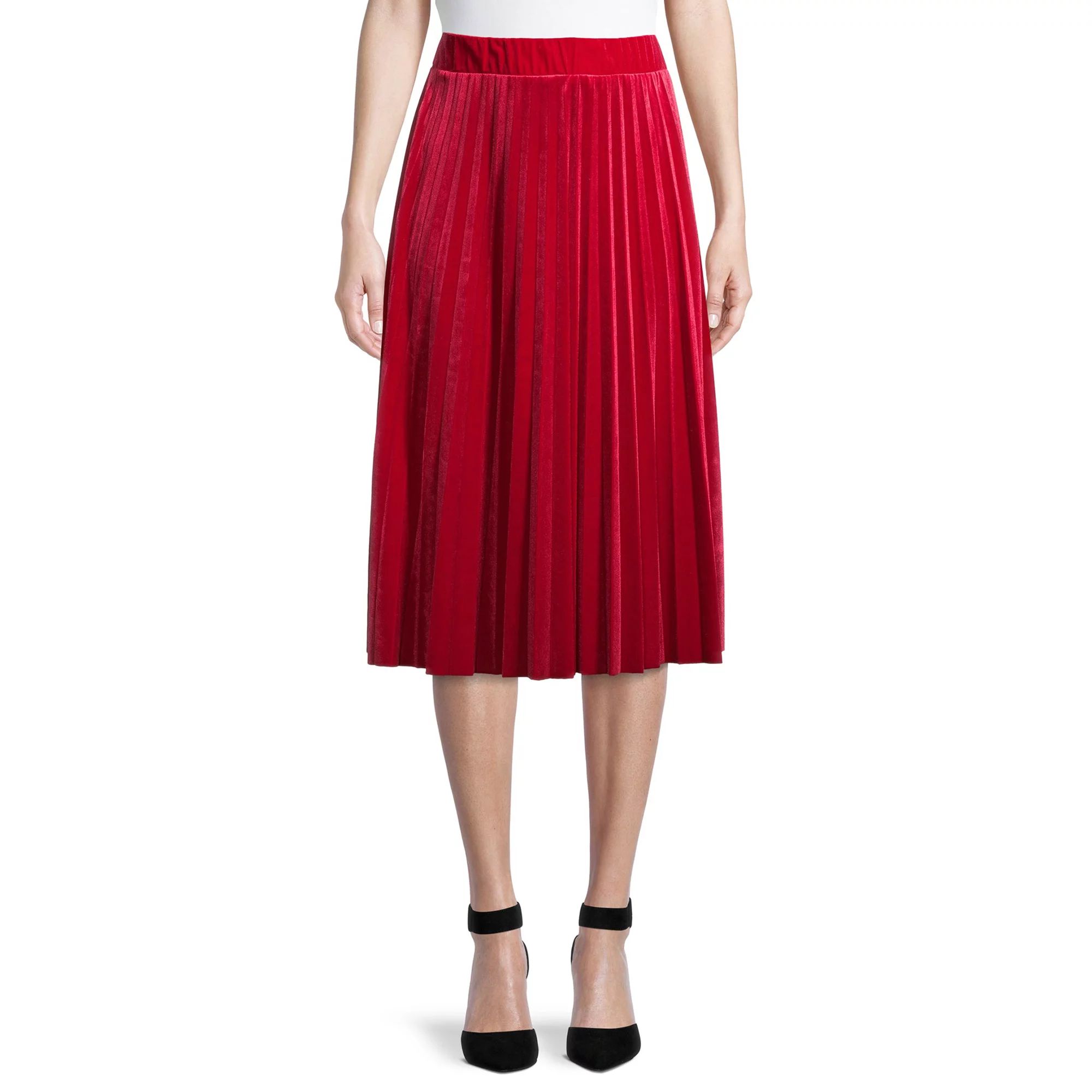 Time and Tru Women’s Velvet Pleated Skirt | Walmart (US)