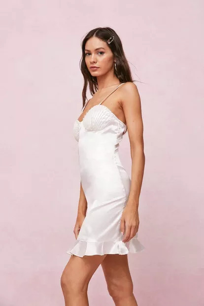 Pearl Inspired Bustier Satin Mini Dress | Nasty Gal (US)