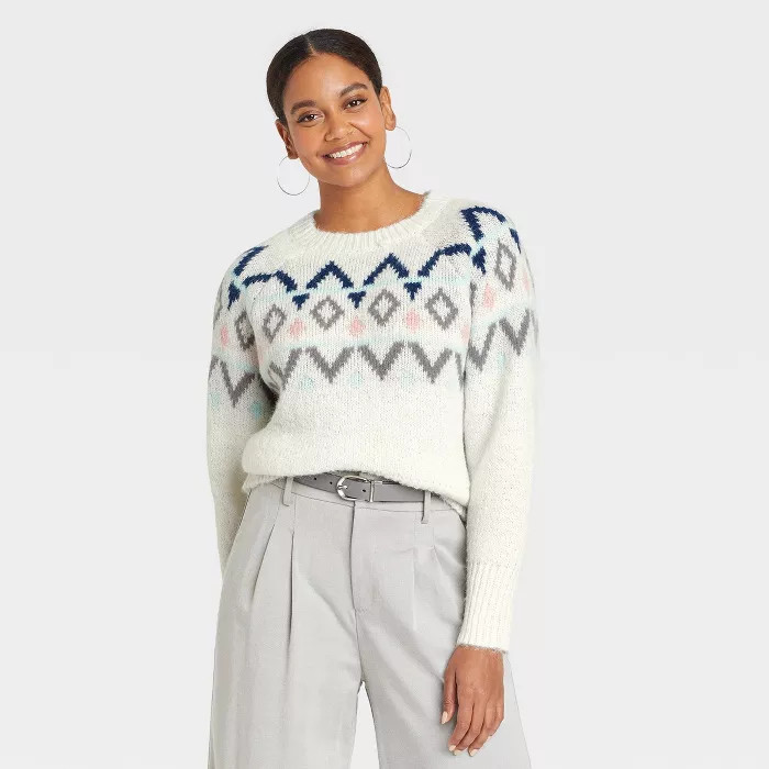 Women's Crewneck Sweater - A New Day™ Fair Isle | Target