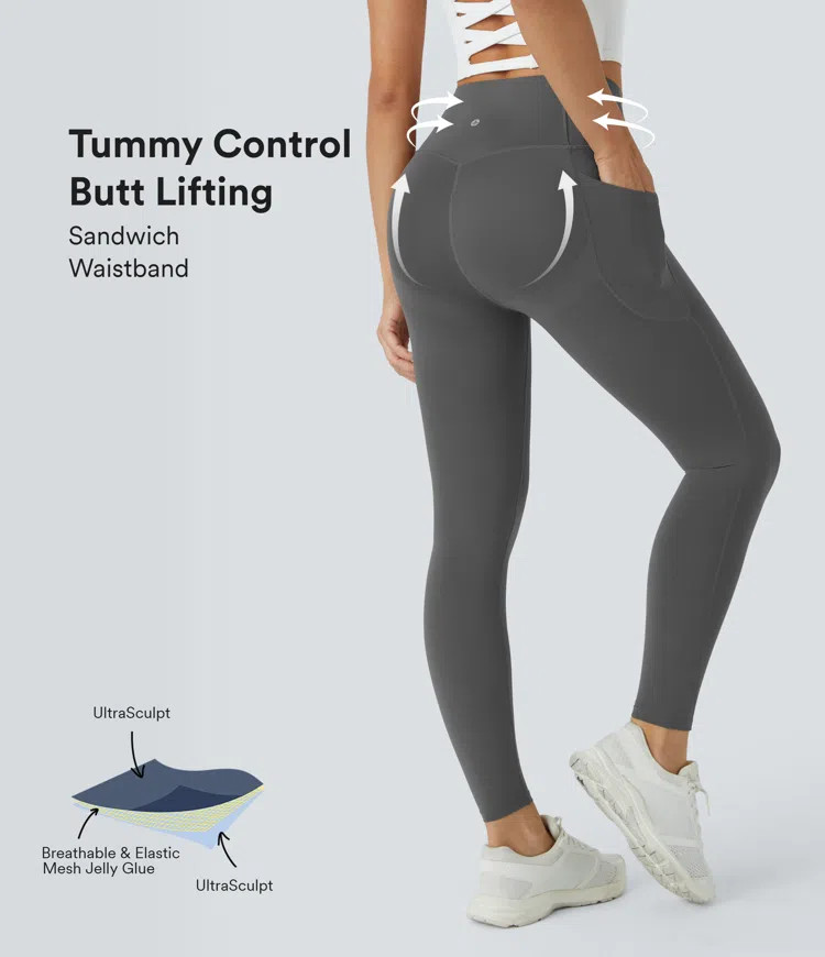 Women’s Halara UltraSculpt™ High Waisted Butt Lifting Tummy Control Pocket Shaping Workout Le... | HALARA
