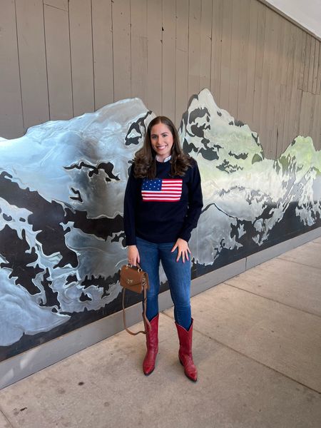 This sweater broke the internet! Under $40 and worth every penny. I am wearing a men’s Medium. Highly recommend. 

American flag sweater, ralph Lauren, red cowgirl boots, jackson Wyoming, cowgirl, fall fashion
#Walmartfashion #jacksonwyoming #jackson #redcowgirlboots #cowgirlboots #cowgirl #americanflagsweater #preppy #americanastyle 

#LTKSeasonal #LTKtravel #LTKBacktoSchool