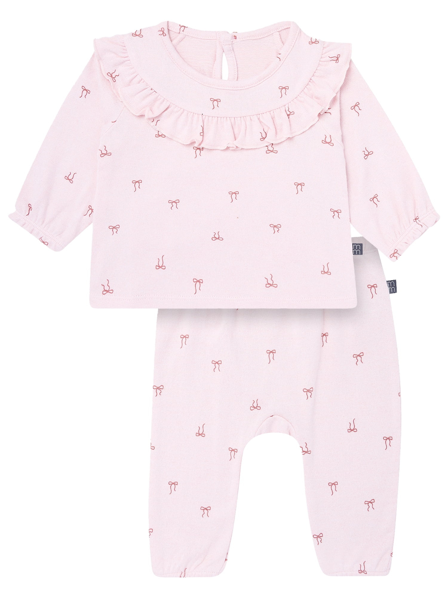 Modern Moments by Gerber Baby Girl Hacci Outfit Set With Ruffle, 2-Piece, Sizes 0/3 Months -24 Mo... | Walmart (US)