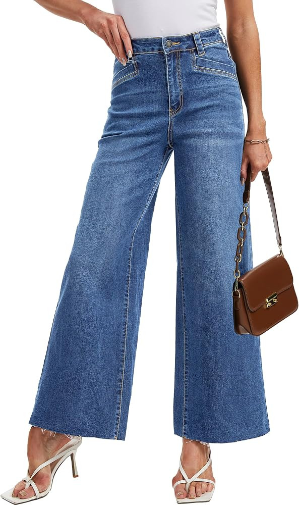YUCOLEN Women's Wide Leg Jeans Baggy High Waist Stretchy Jeans Loose Straight Leg Vintage Y2K Den... | Amazon (US)