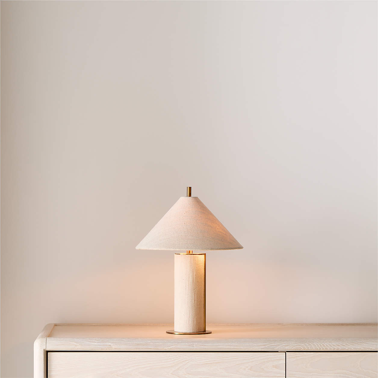 Remi Ivory Linen Mini Table Lamp 15" + Reviews | Crate & Barrel | Crate & Barrel
