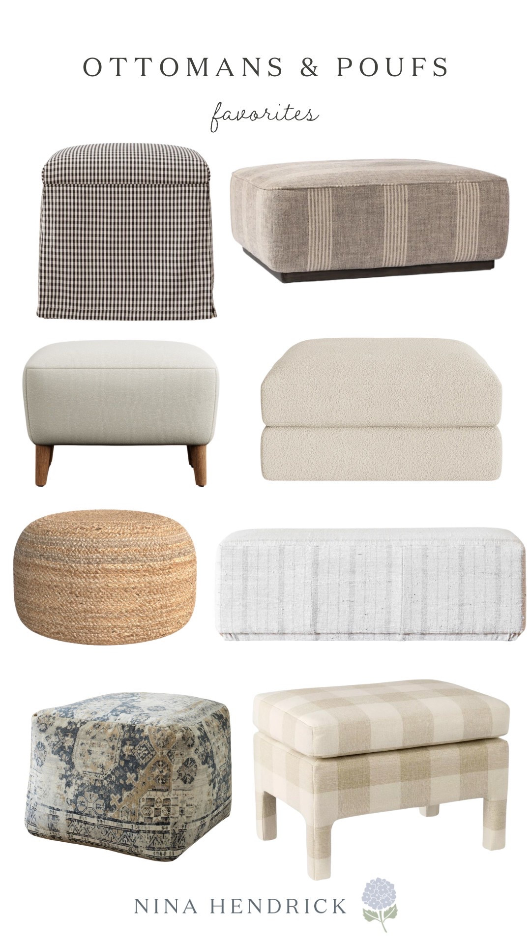 Ottomans and poufs from McGee and go, target, pottery barn, wayfair 

#LTKHome