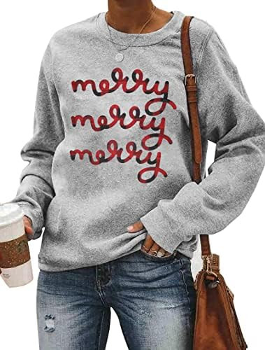 Christmas Sweatshirt Women Merry and Bright Christmas T-Shirt Funny Xmas Lights Blouse Tops Holid... | Amazon (US)