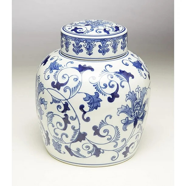 AA Importing 59779 9 Inch Blue & White Ginger Jar - Walmart.com | Walmart (US)