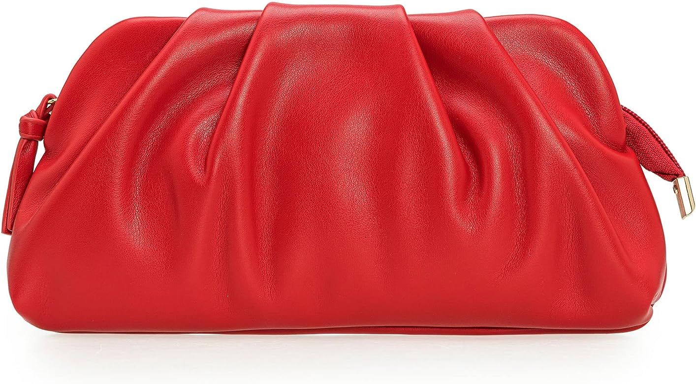 Chic Soft Vegan Leather Clutch Bag Dressy Pleated PU Evening Purse for Women | Amazon (US)