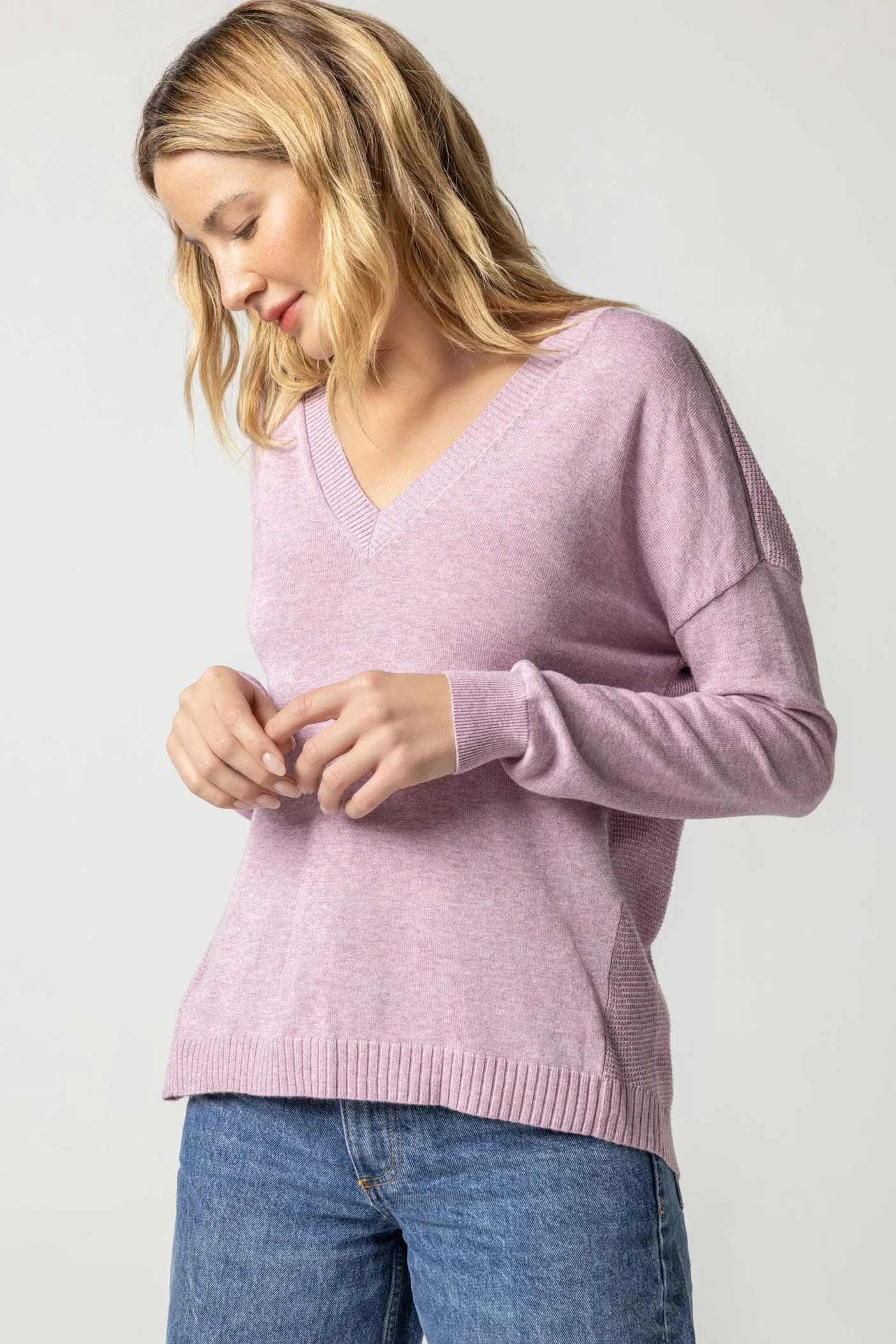 Wrapped Seam V-Neck Sweater | Lilla P