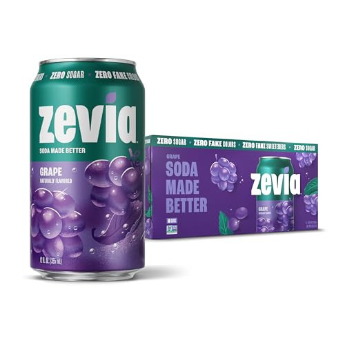 Zevia Zero Sugar Soda, Grape, 12 oz Cans (8-Pack) – Naturally Sweetened, Non-GMO Project Verified, Gluten-Free, Vegan | Amazon (US)