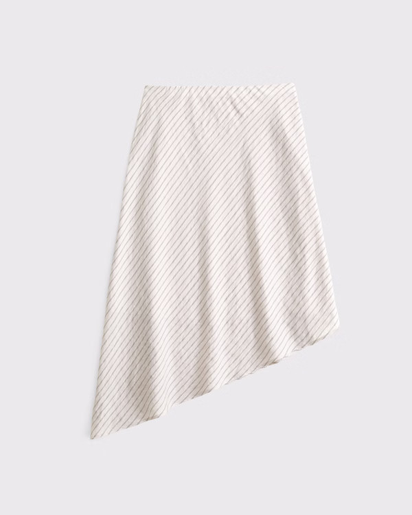 Mid Rise Asymmetrical Hem Midi Skirt | Abercrombie & Fitch (US)