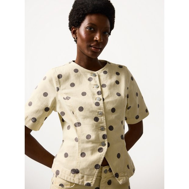 Light Yellow Polka Dot Print Top 20 | Tu Clothing