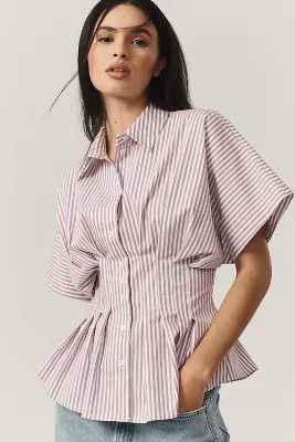 The Tobie Pleated Blouse by Exquise: Short-Sleeve Edition | Anthropologie (US)