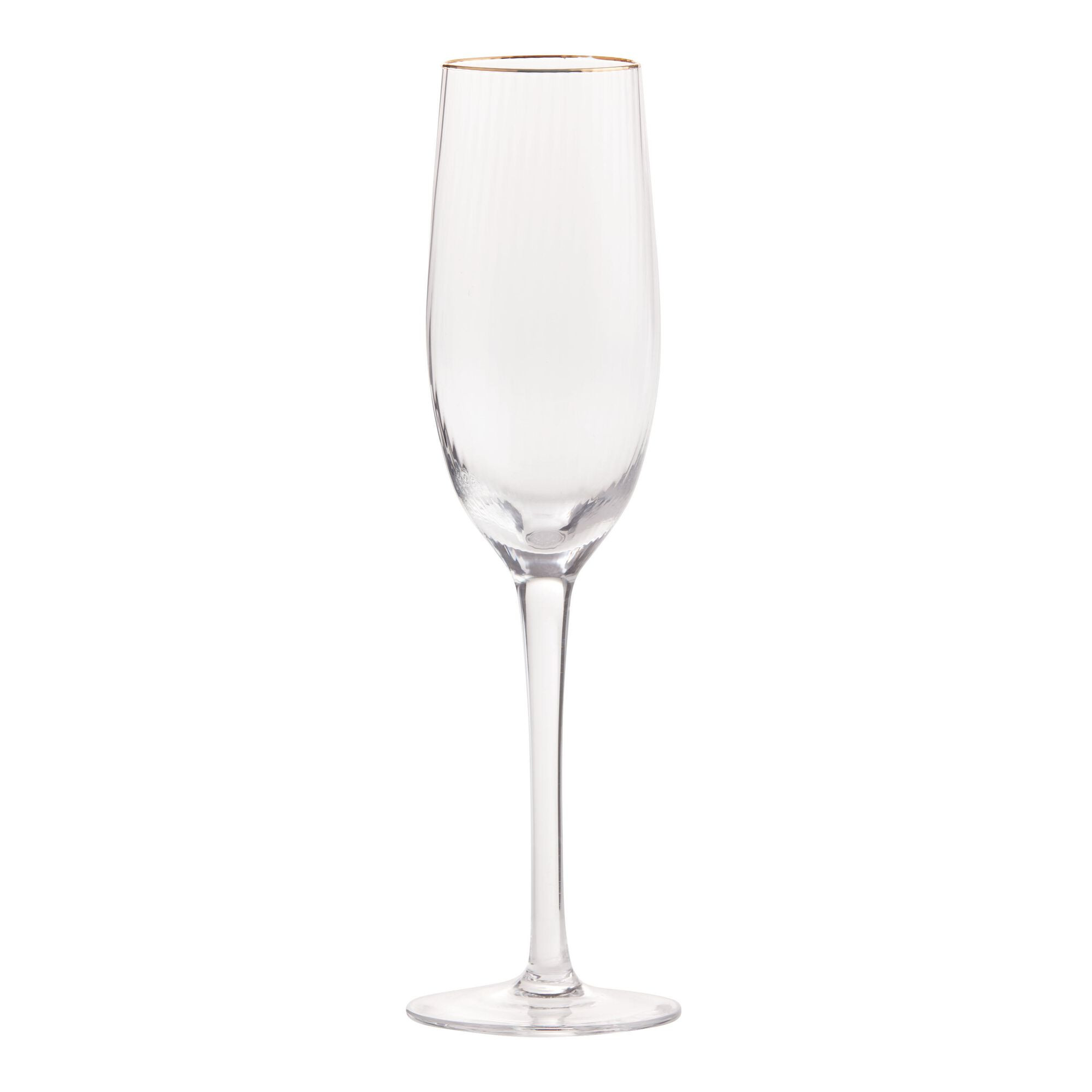 Gold Rim Ribbed Champagne Flute | World Market