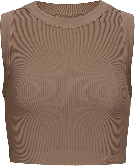 AUROLA Essentials Rib Seamless Sleeveless Tank for Women Subtle Logo Round Neck Active Workout Cr... | Amazon (US)