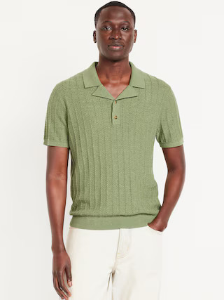 Short-Sleeve Pointelle-Knit Polo | Old Navy (US)