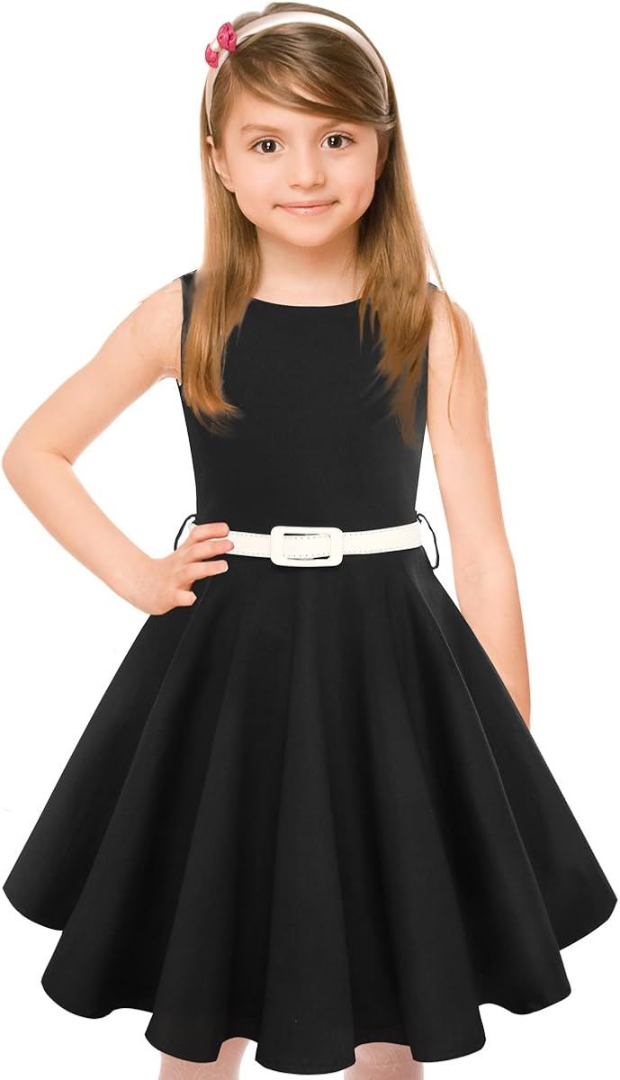 Girls 50s Vintage Swing Rockabilly Retro Sleeveless Party Dress for Occasion | Amazon (US)