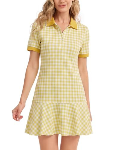 YEXPINE Polo Dress for Women Short Sleeve Ruffle Hem Golf Tennis Summer Casual Mini Dresses | Amazon (US)